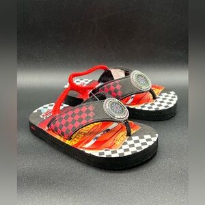 DISNEY Cars Lighting McQueen Flip Flops Beach Sandals - Baby Toddler Size 7-8